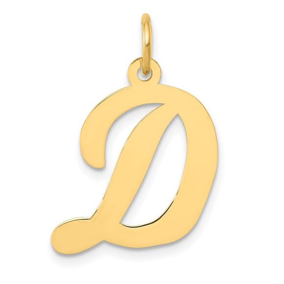 14k Yellow Gold Madison Collection LG Classic Script Initial D Pendant - Picture 1 of 5